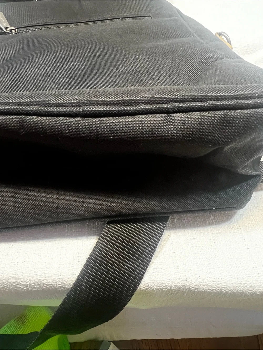 Civas Black Men's Vertical Messenger Bag with Leather Trim